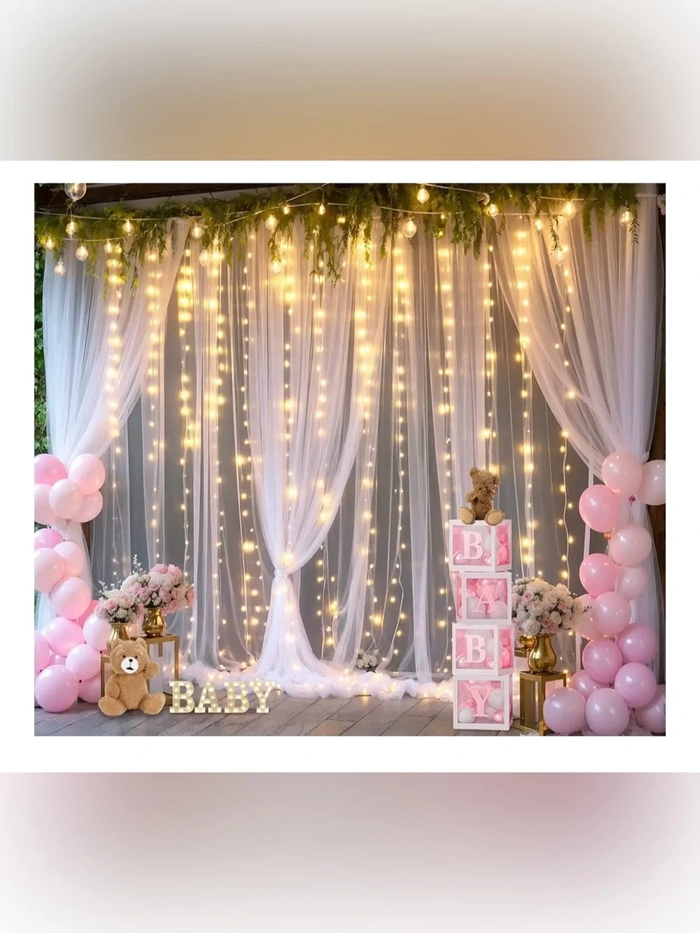 White Fairy Light Curtain Backdrop 2 Pack (stand NOT included)